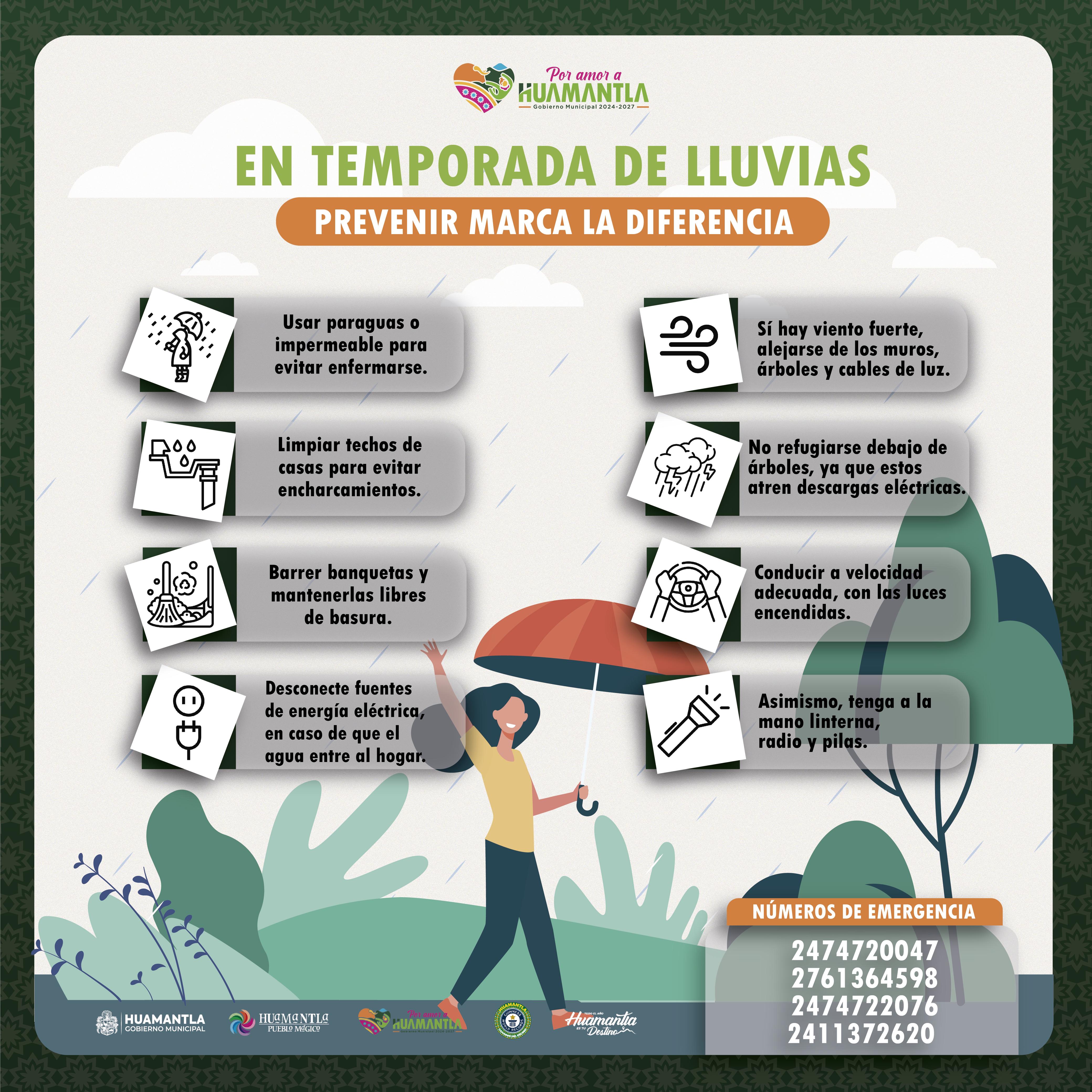 Gobierno de Huamantla emite recomendaciones preventivas ante temporada de lluvias